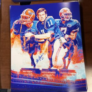 LE #/100 Limited 3x 16X20 Blue Signed by Tim Tebow, Steve Spurrier, Danny Wuerffel <br><br>Tax Deductible Donation