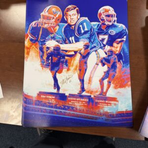 LE #/35 Limited 3x 16X20 Silver Signed by Tim Tebow, Steve Spurrier, Danny Wuerffel <br><br>Tax Deductible Donation