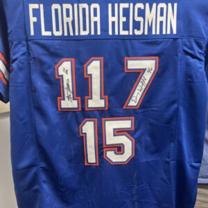 3x Heisman Jerseys LE/100 Signed by Tim Tebow, Steve Spurrier, Danny Wuerffel <br><br>Tax Deductible Donation